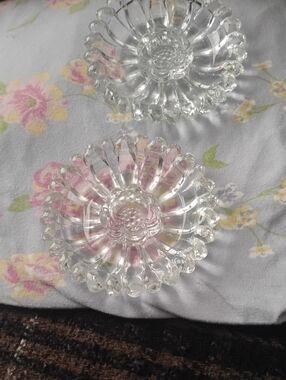 🤩Vintage Hazel Atlas Glass Floral tapper Candle Holders♥️